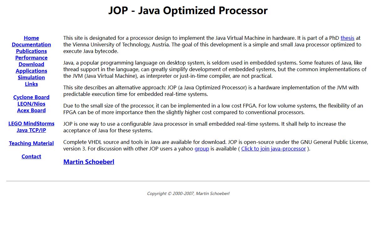 JOP: A Tiny Java Processor Core for FPGA