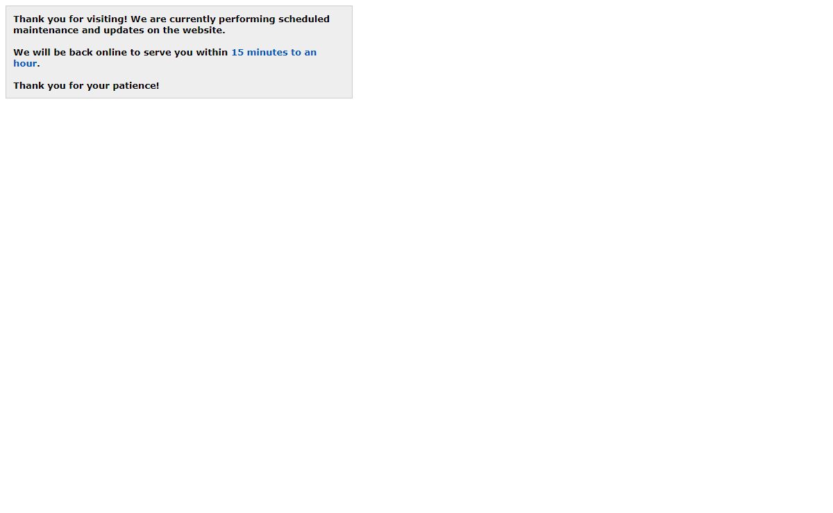 Store Temporarily Closed for Maintenance
