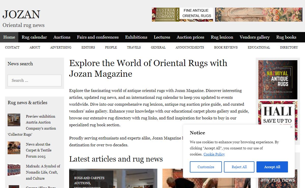 Explore the World of Oriental rugs with Jozan Magazine