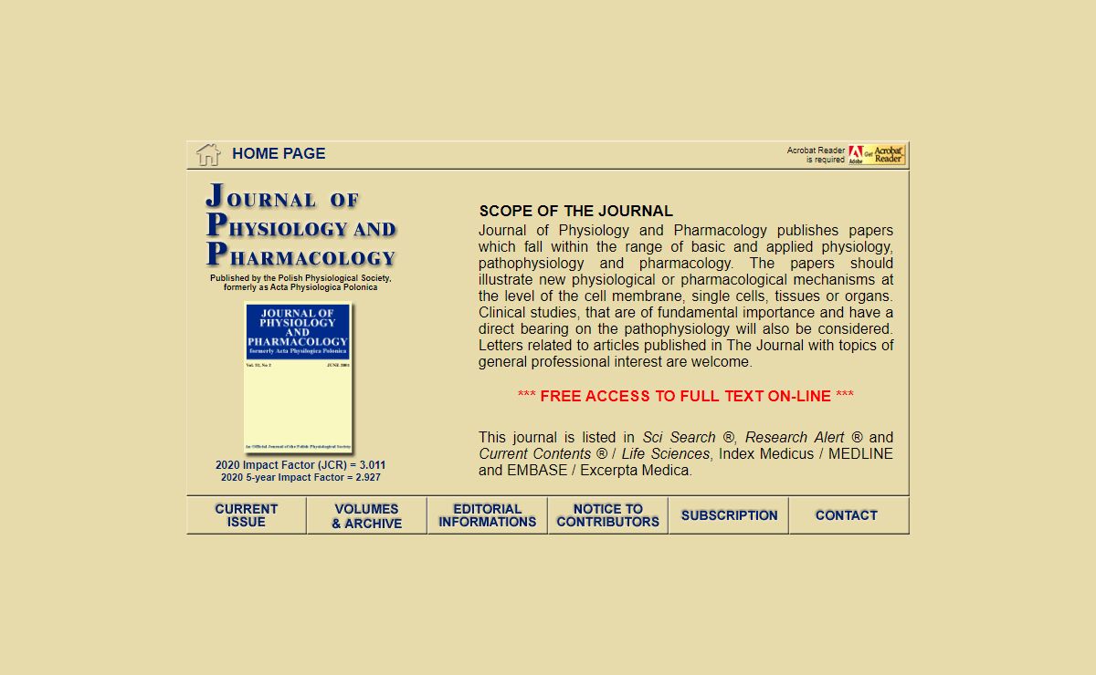 Home page of Journal of Physiology and Pharmacology