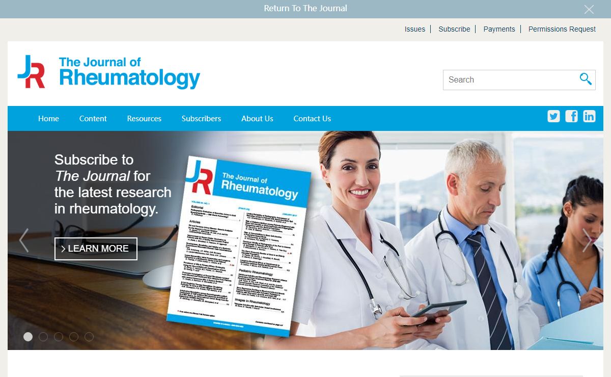 Welcome to The Journal of Rheumatology Publisher Services | jrheum.com