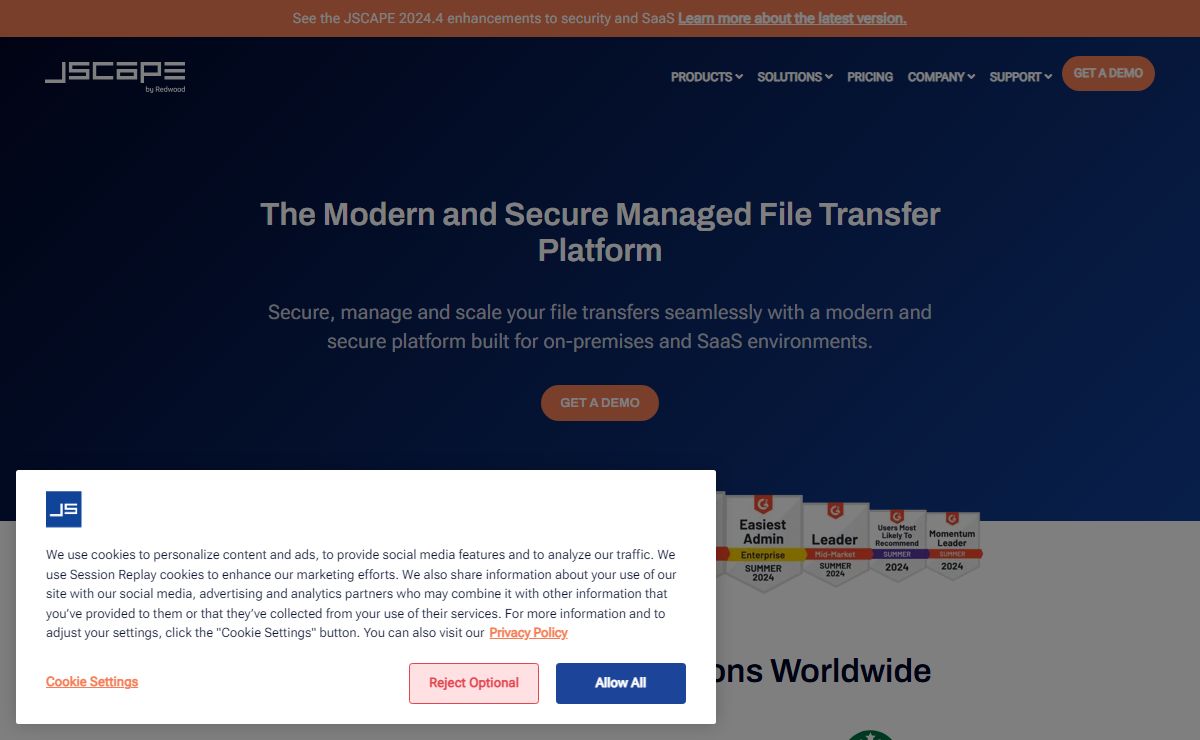 JSCAPE by Redwood | Managed File Transfer, Secure FTP Server, Reverse Proxy and Enterprise File Transfer