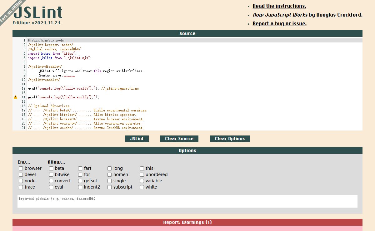 JSLint: The JavaScript Code Quality and Coverage Tool