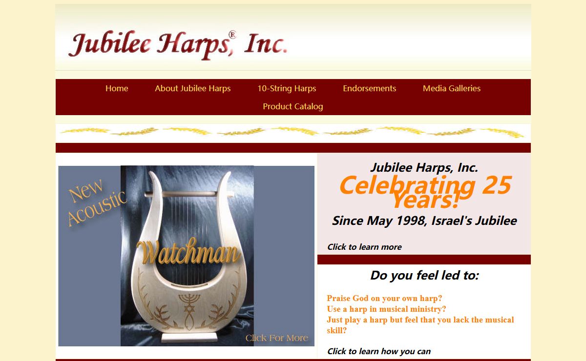 Jubilee Harps, Inc. -- 10-String Harps -- Kinnor of King David