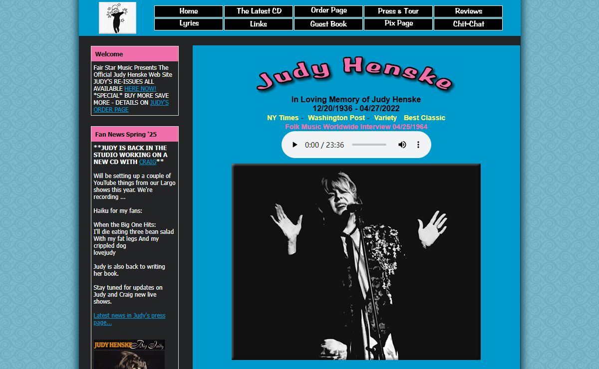 The Judy Henske Official Web Site! High Flying Bird