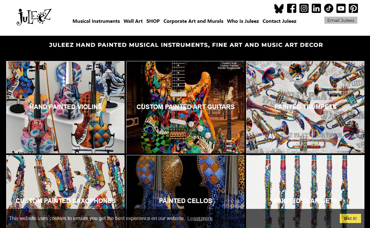 Juleez Painted Musical Instruments -Music Art- Music Decor
