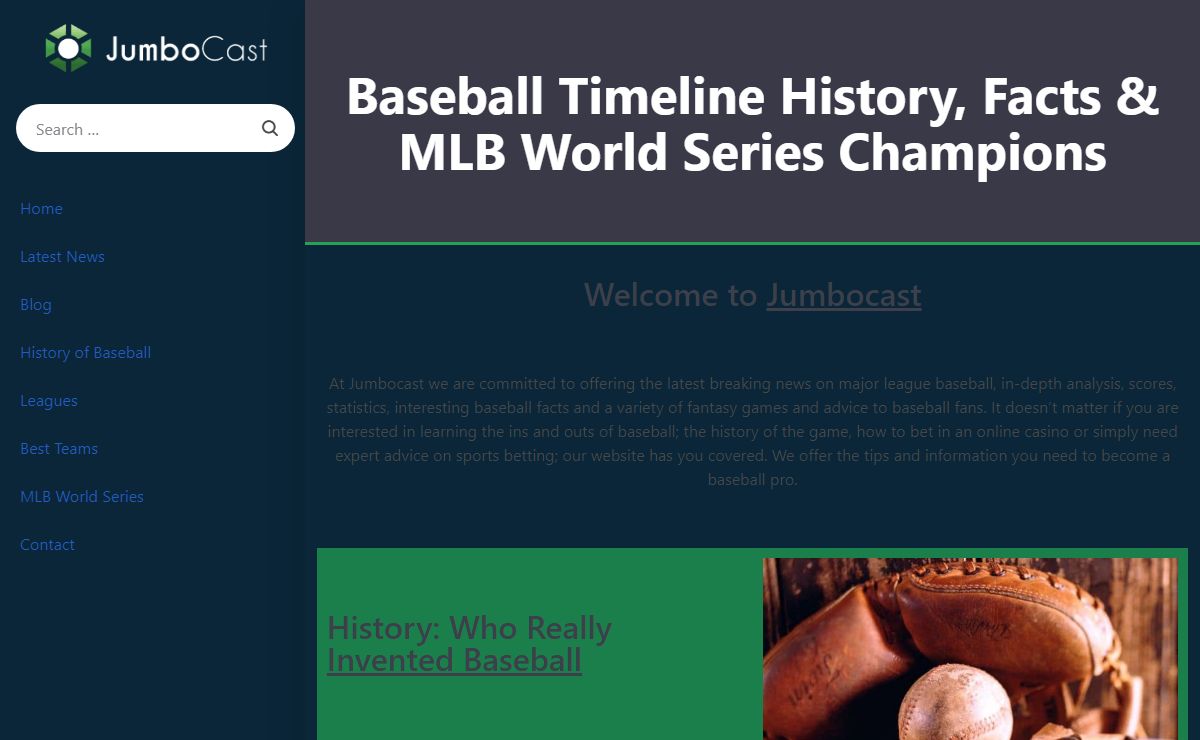 Jumbo Cast | Ultimate Baseball Blog: History & Interesting Facts