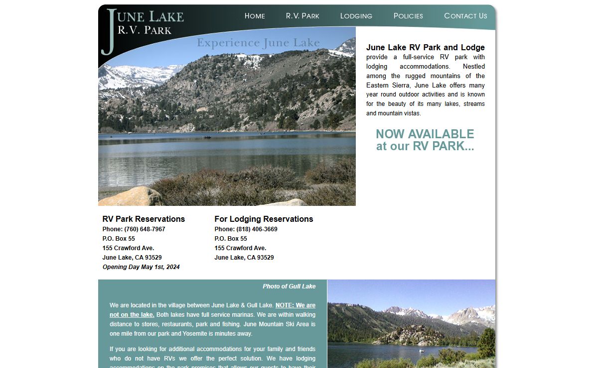 June Lake RV Park and Lodging, Eastern Sierra California