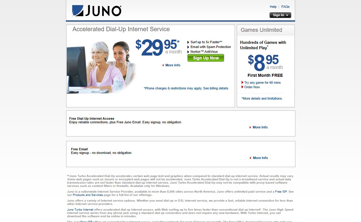 Juno Internet Service- Value-priced Internet Service Provider - ISP - Free, low-cost and fast Internet Access