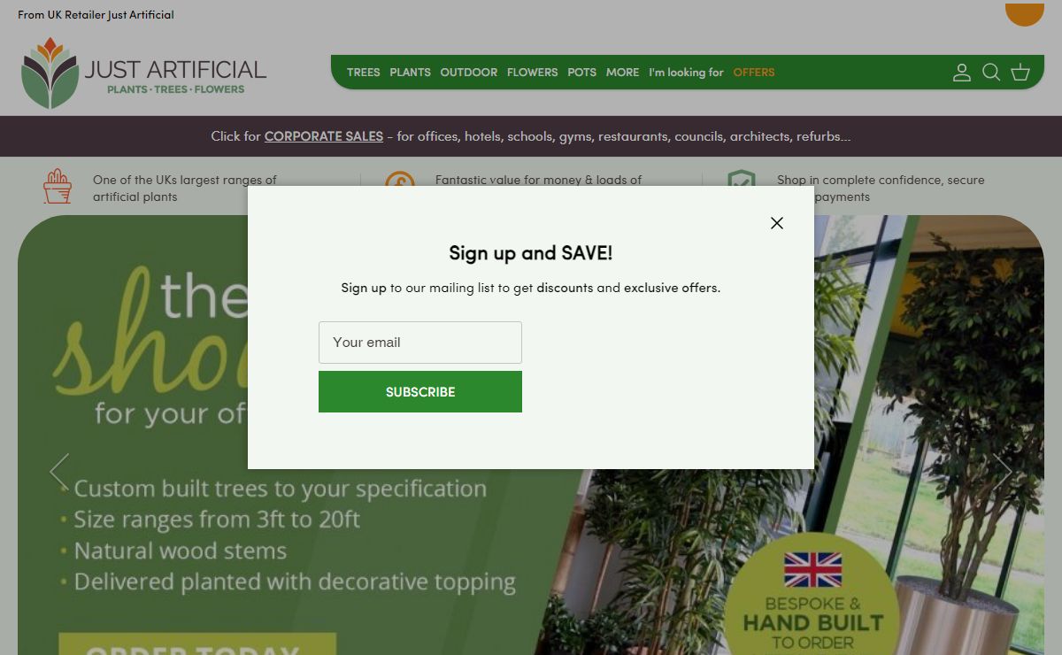 Artificial Plants | Replica Trees | Silk Flowers | Office Plants – Just Artificial