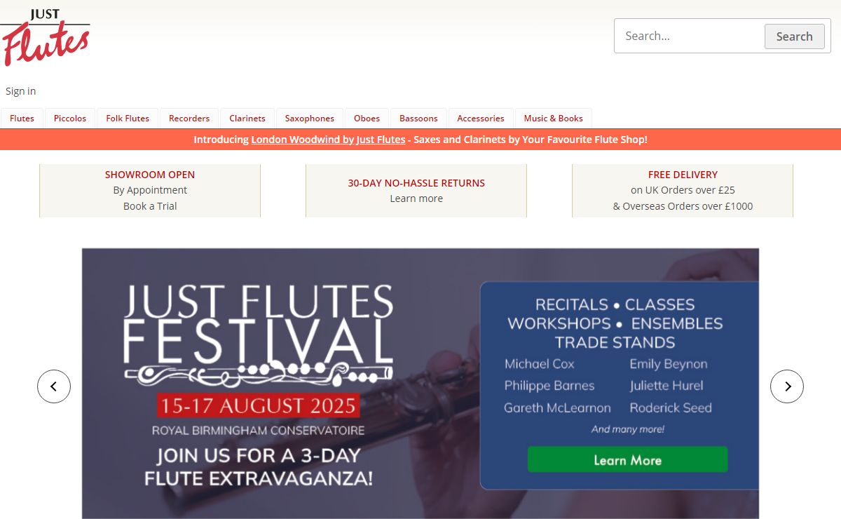 Just Flutes of London, Specialist Flute Shop