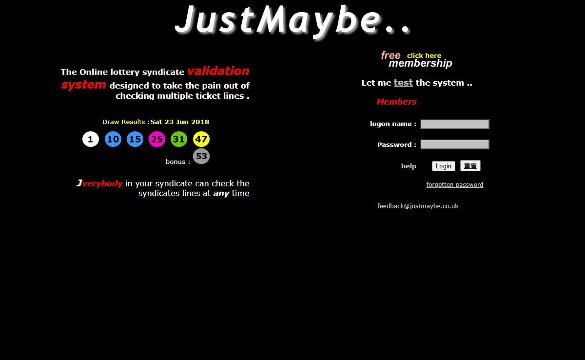 Justmaybe.. National Lottery results and Number Checker UK