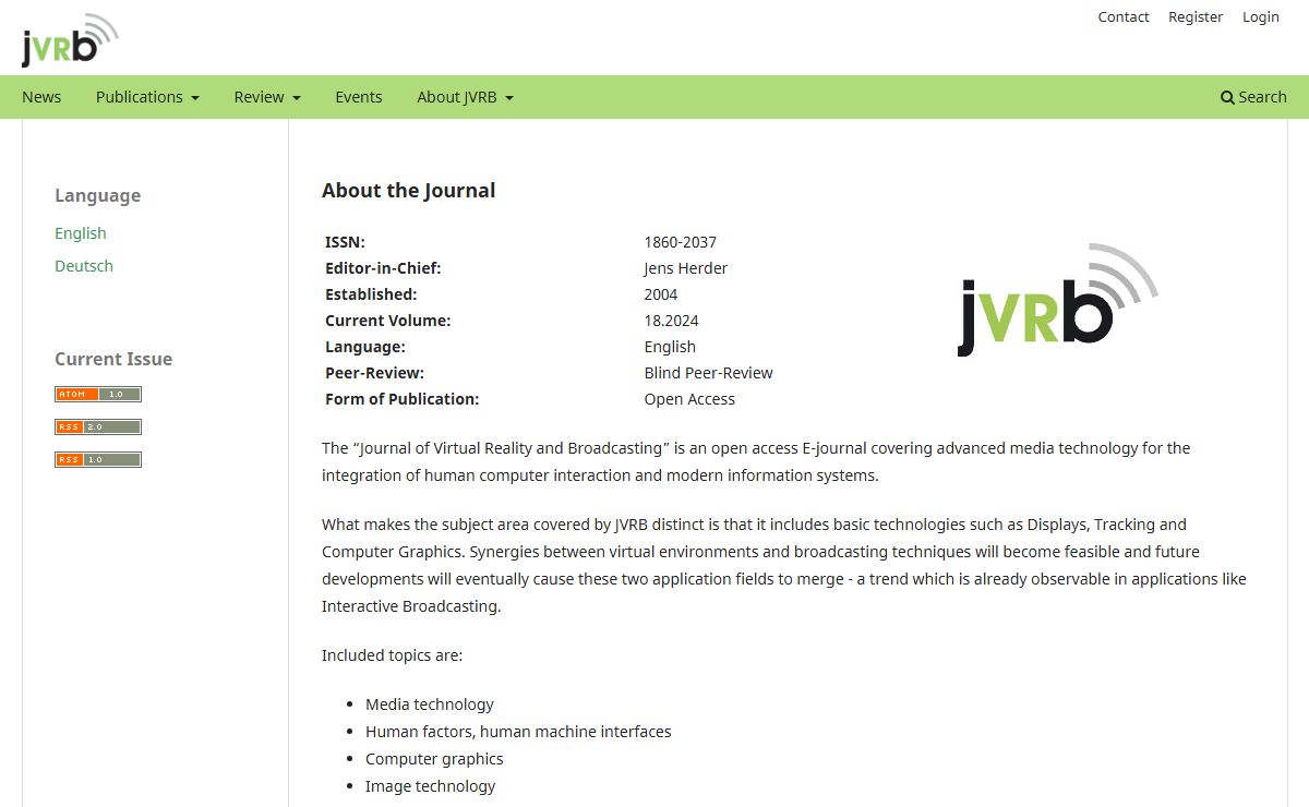 Journal of Virtual Reality and Broadcasting