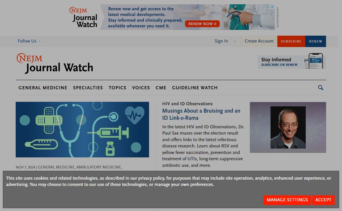 NEJM Journal Watch: Summaries of and commentary on original medical and scientific articles from key medical journals