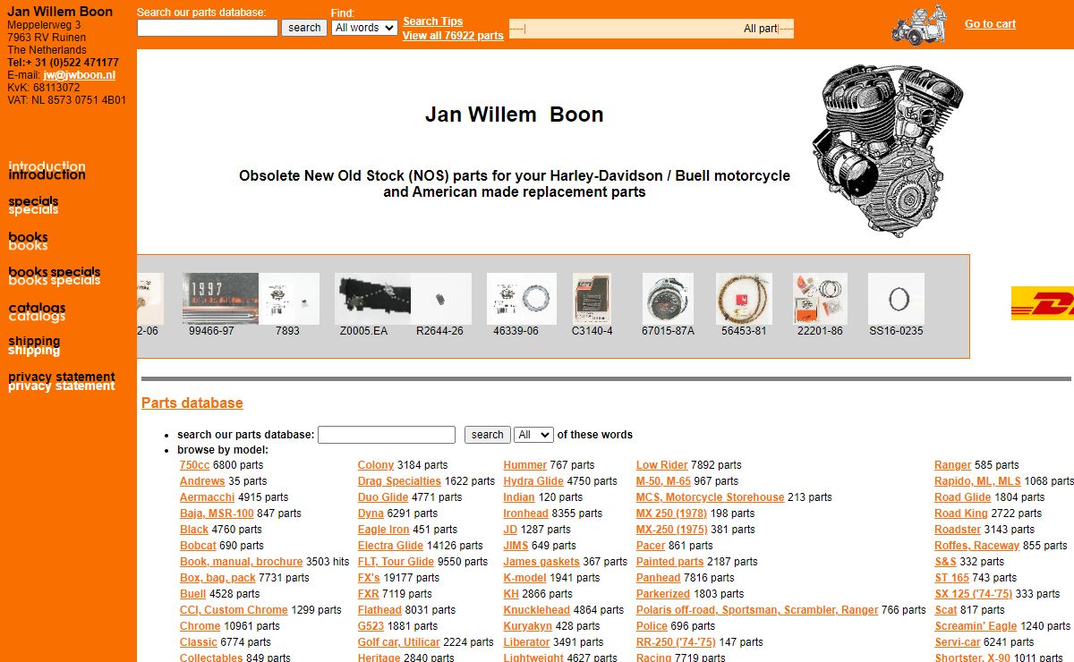 Jan Willem Boon - Obsolete New Old Stock parts for your Harley-Davidson motorcycle and American made replacement parts