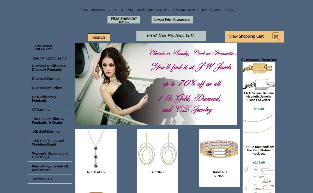 JW Jewels Hot designs in 14k gold, diamond, CZ, silver jewelry. Check us out today.