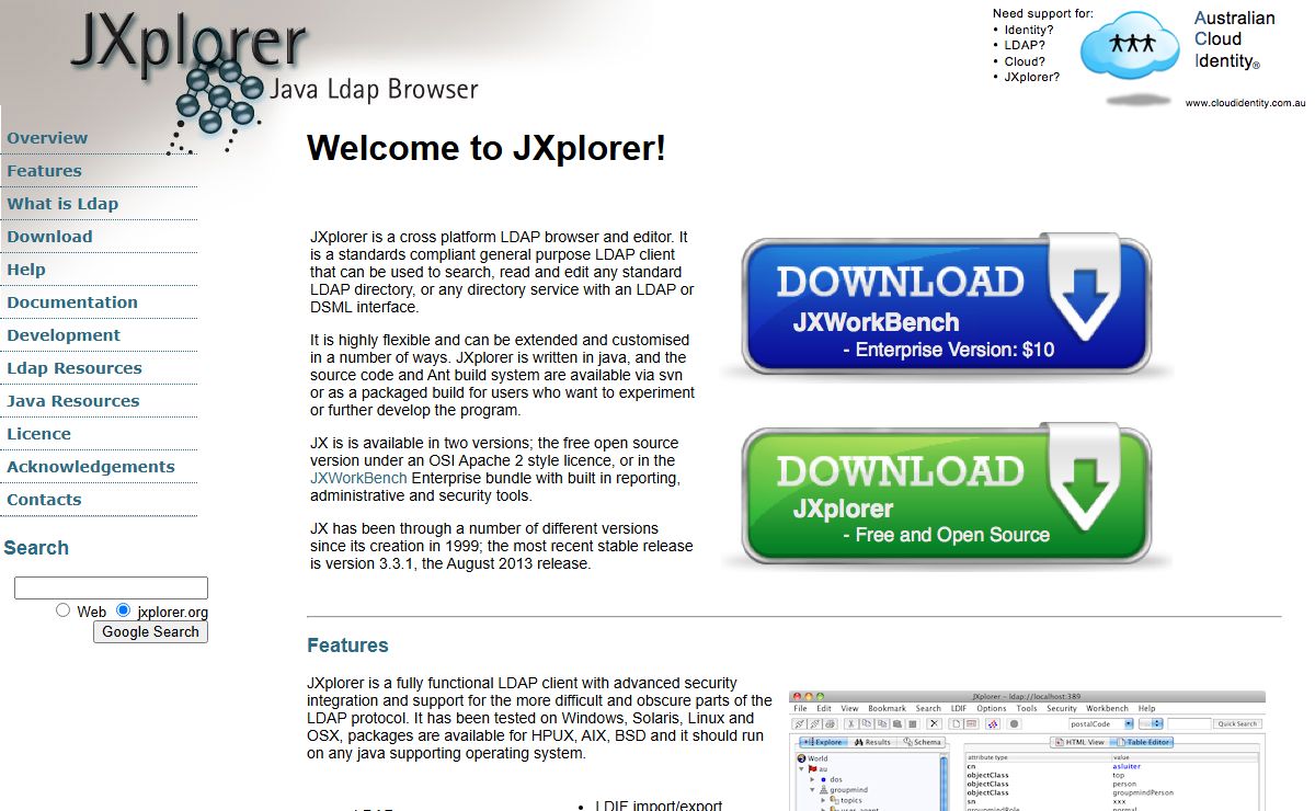 JXplorer - an open source LDAP browser