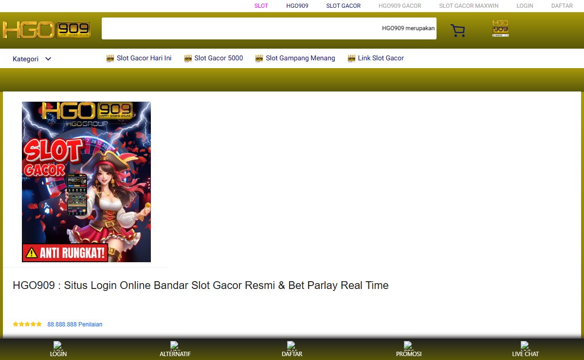 HGO909 : Situs Login Online Bandar Slot Gacor Resmi & Bet Parlay Real Time