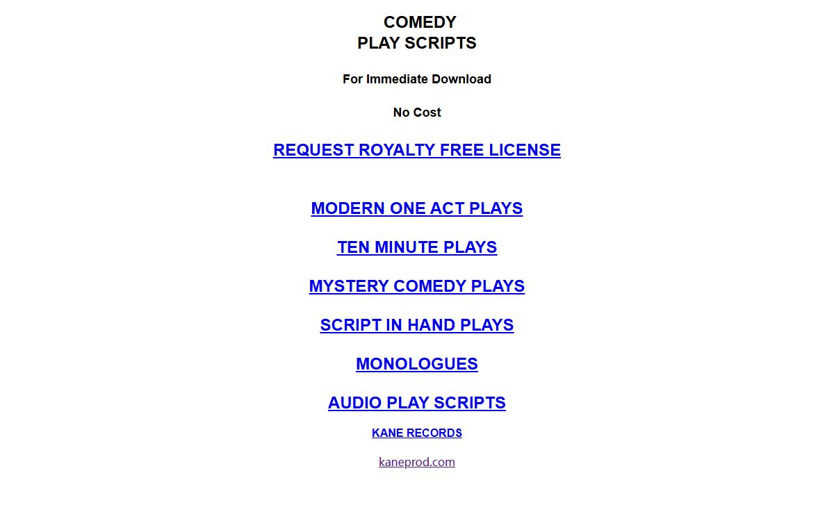 COMEDY PLAY SCRIPTS-FREE-ONE ACT-TEN MINS