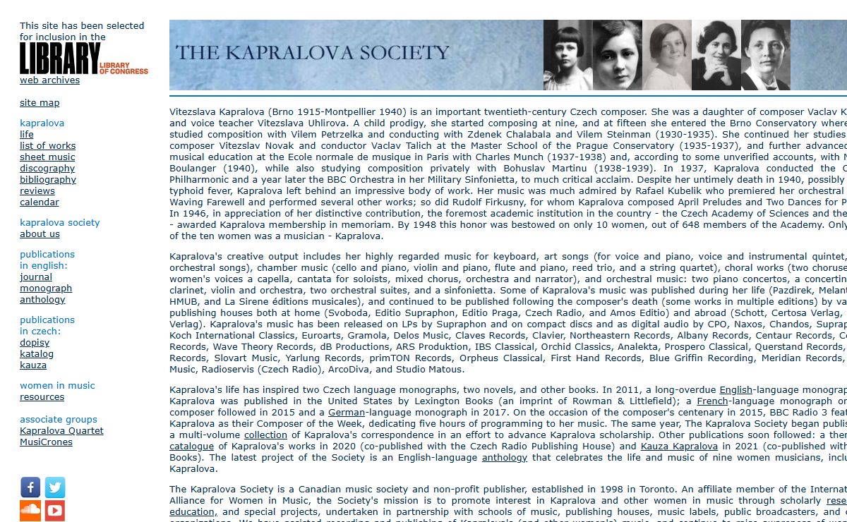Vitezslava Kapralova / Official website of the composer