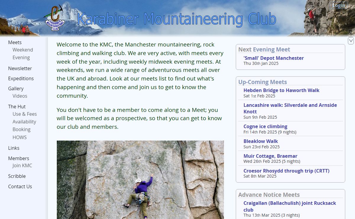 Karabiner MC: Manchester Rock Climbing, Walking and Mountaineering Club.