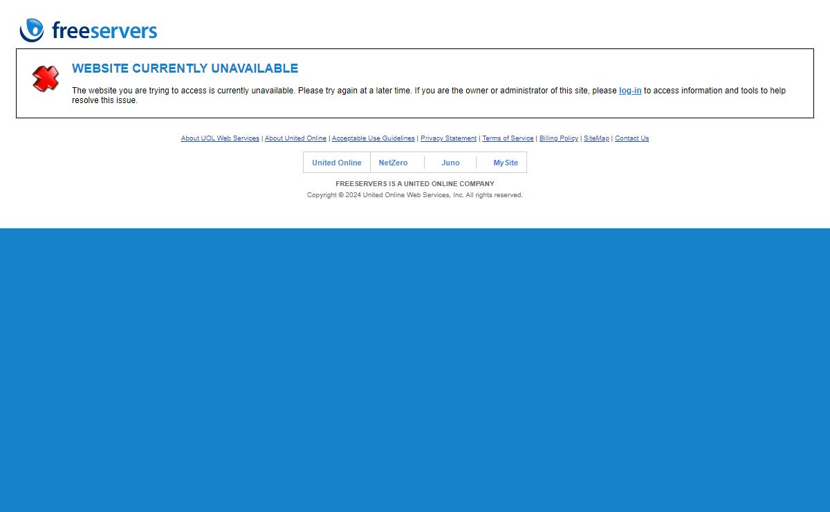 WEBSITE CURRENTLY UNAVAILABLE - FreeServers