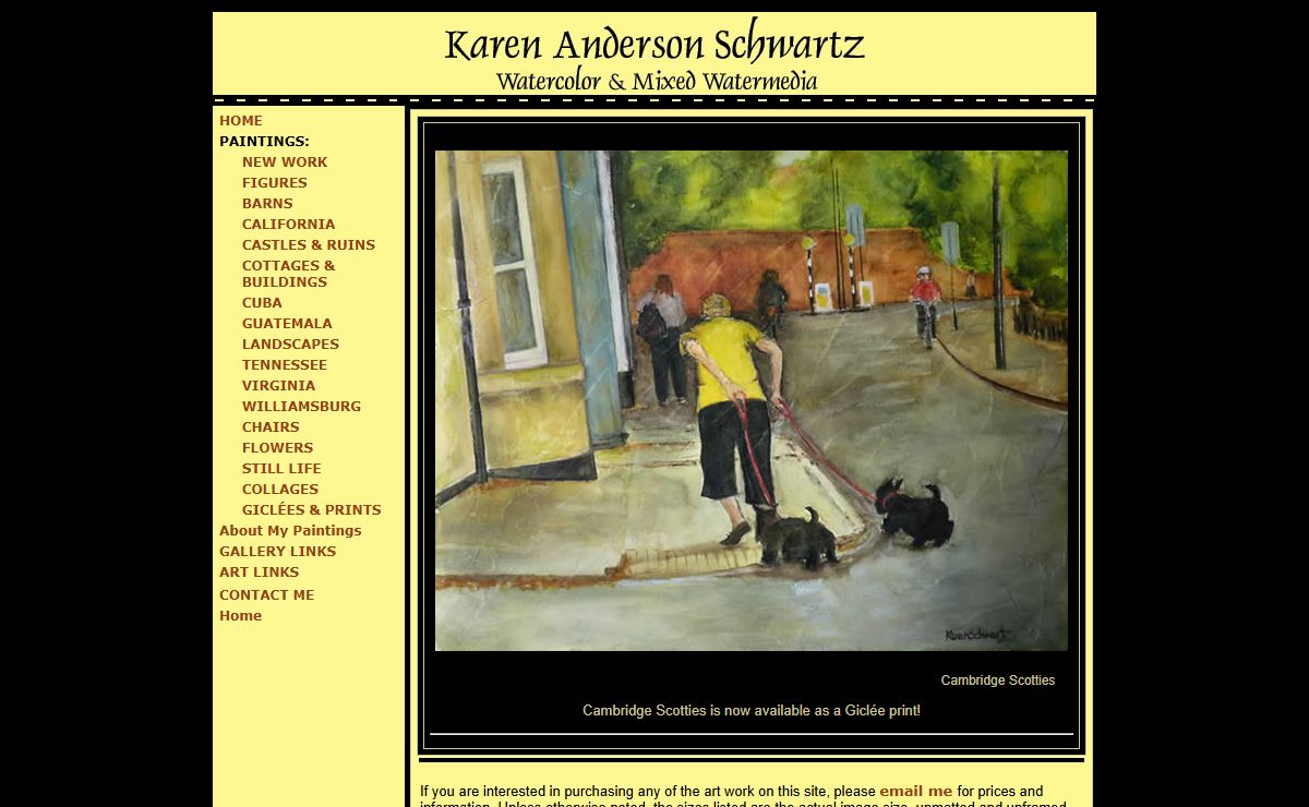 Karen Schwartz, Karen Anderson Schwartz, Artist, Watercolors, Mixed Watermedia, Web Design