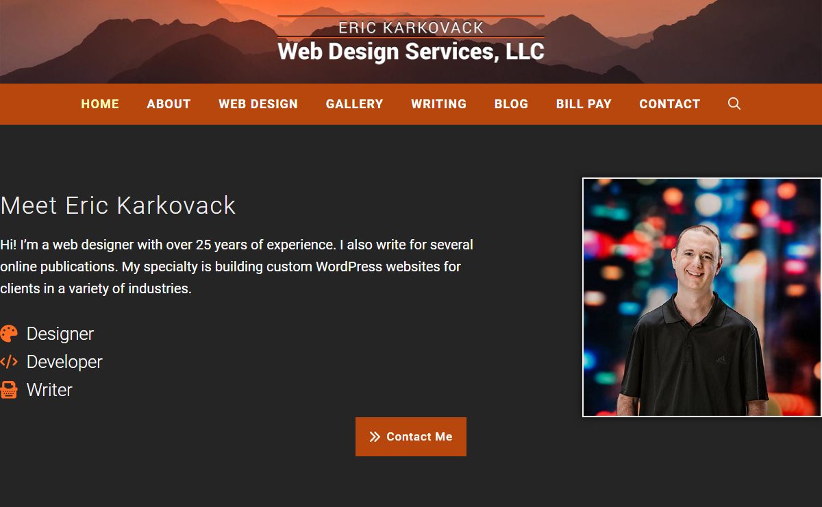 Eric Karkovack Web Design Services, LLC WordPress Web Development and Writing Services