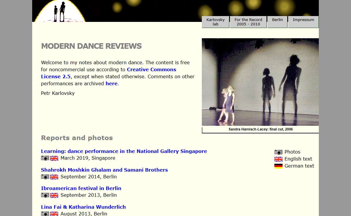 Modern dance reviews by Petr Karlovsky
