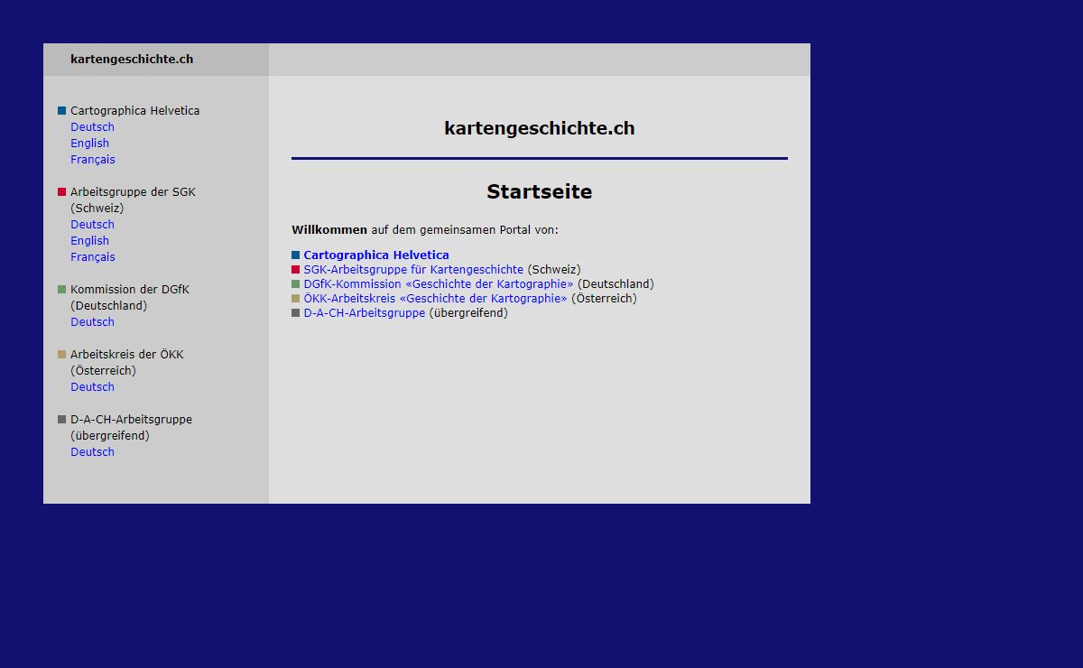 Cartographica Helvetica und kartographiegeschichtliche Arbeitsgruppen: Portal