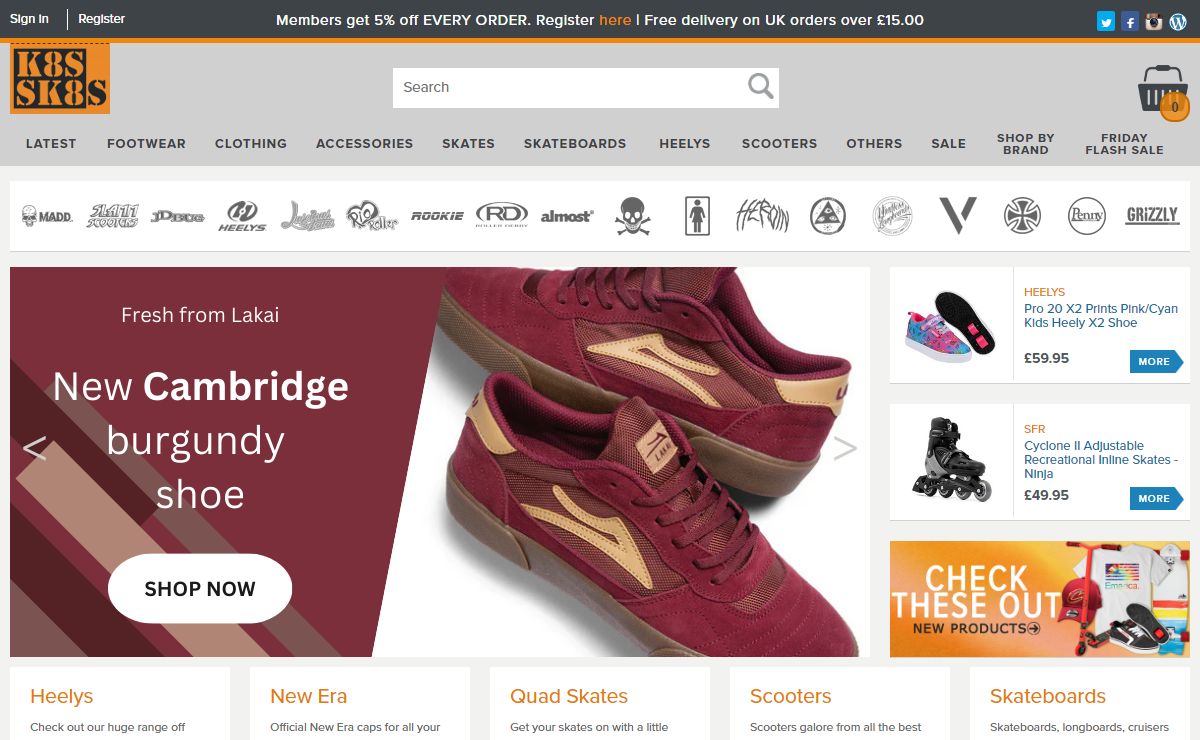 Roller Skates, Heelys, Skateboards, Scooters, Helmets | Free UK Delivery over £15