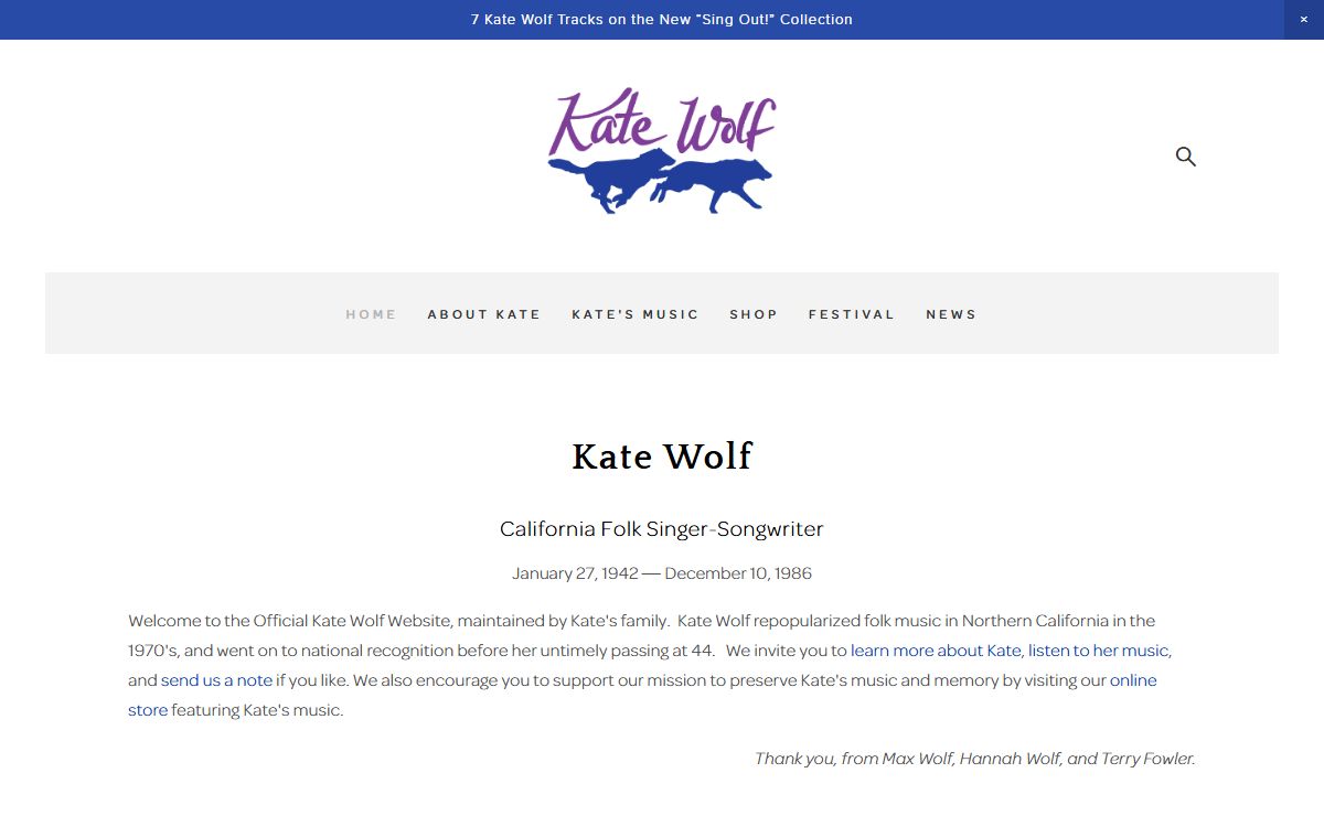 Official Kate Wolf Website