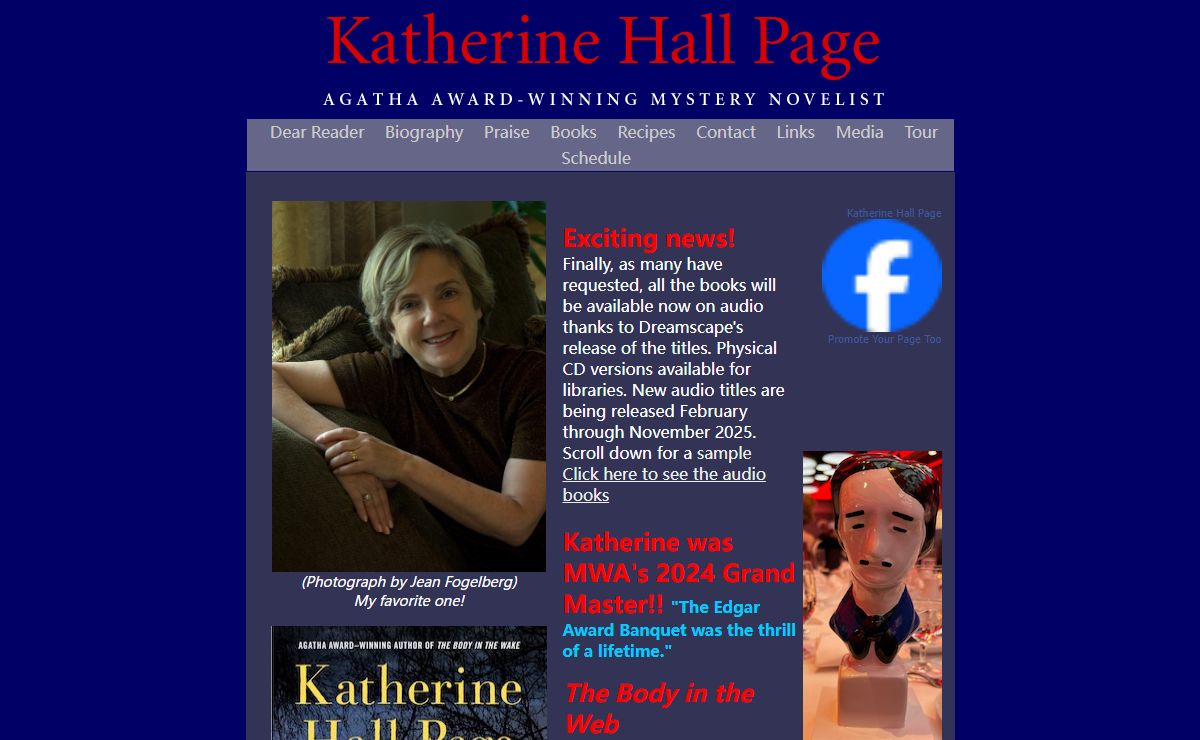 Katherine Hall Page, Agatha Award-winning mystery novelist, tales of classic crime