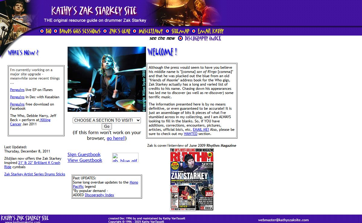 Kathy's Zak Starkey Site: THE resource for Zak Starkey info!