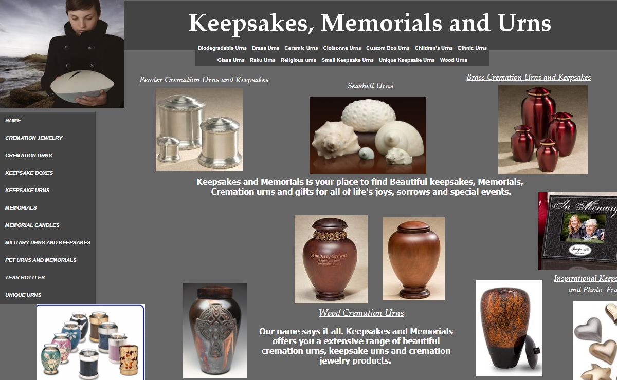 Cremation Urns, Memorials, Keepsakes and remembrance Items