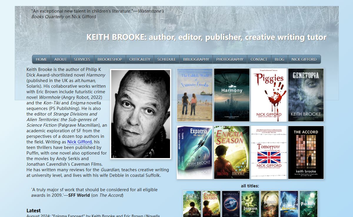 KEITH BROOKE: author, editor, publisher, creative writing tutor
