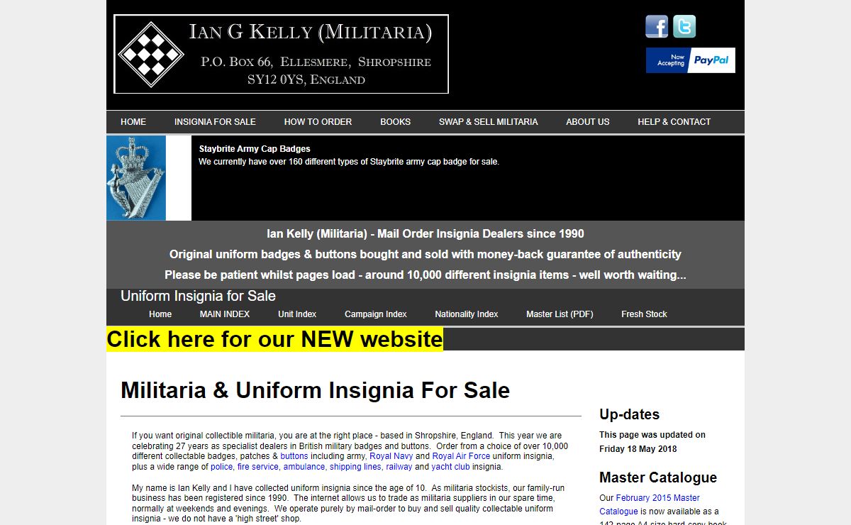 Militaria Specialists, Army Badge and Uniform Button Dealers - www.kellybadge.co.uk