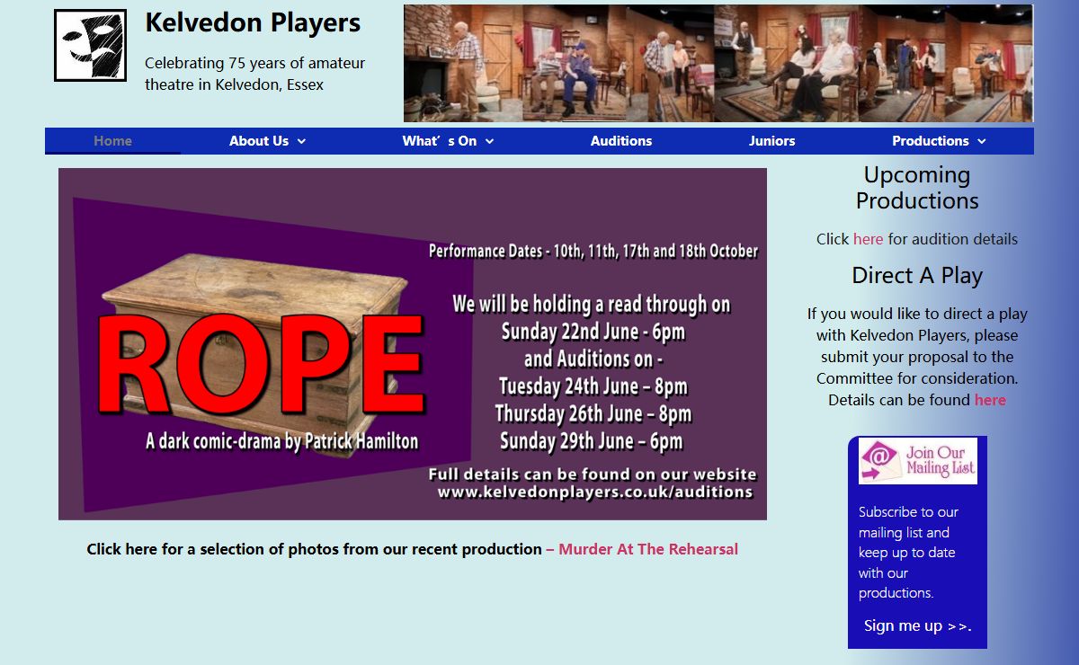 Kelvedon Players – Celebrating 75 years of amateur theatre in Kelvedon, Essex