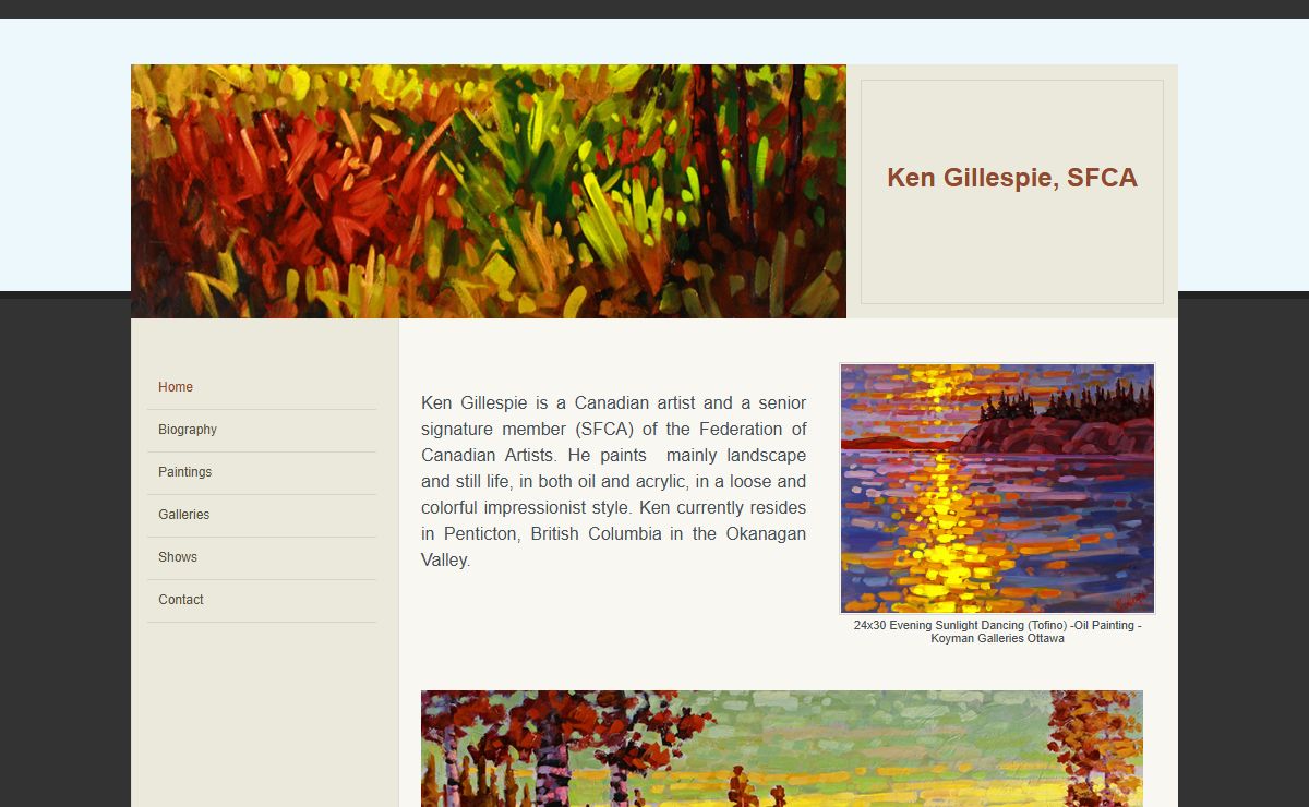 Ken Gillespie, SFCA - Impressionist Painter, Landscape, Still Life, Floral Paintings