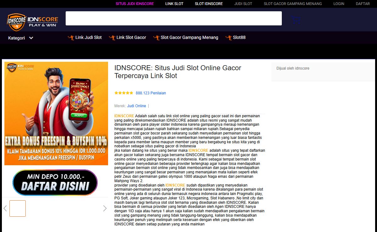 IDNSCORE: Situs Judi Slot Online Gacor Terpercaya Link Slot