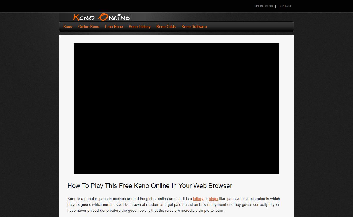 Keno - Online Keno game you can play for free, no download needed!