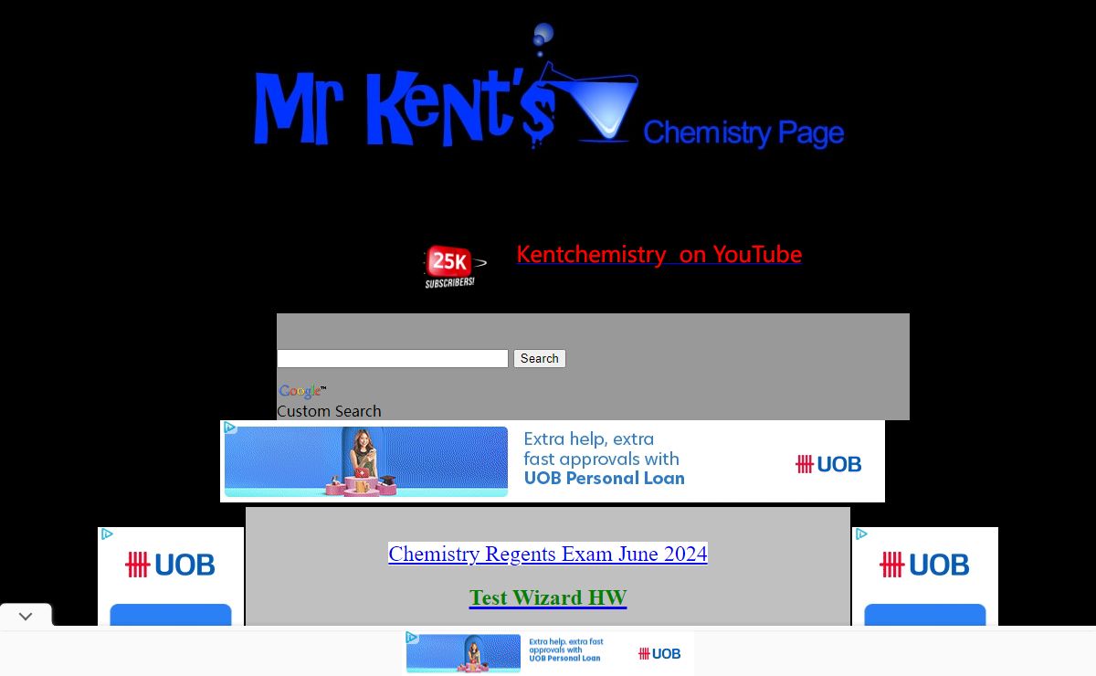 Mr. Kent's Chemistry Regents Help and AP Chemistry Exam Review Pages