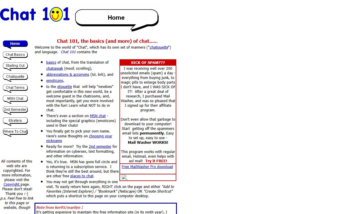 Chat 101, basic help for chatters, with abbreviations, emoticons, and etiquette -chatiquette