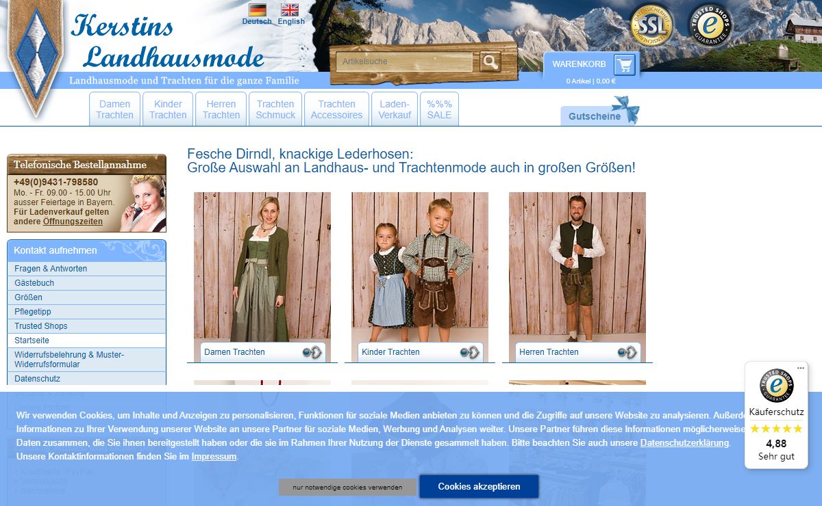 Dirndl, Lederhosen und fesche Trachten - auch in großen Größen!