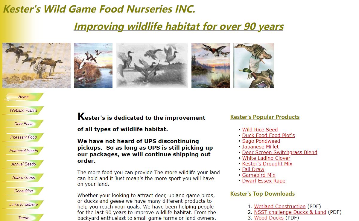 Kester Wild Game Food Nurseries INC.