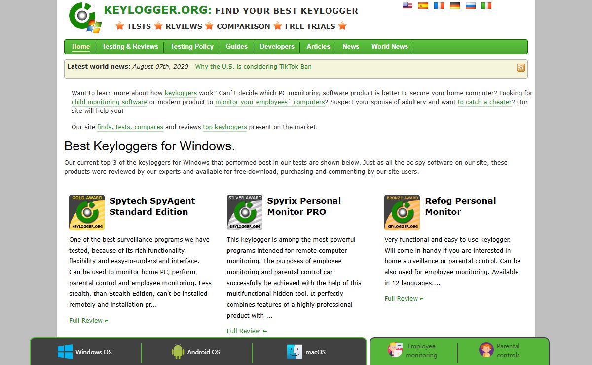 Best keyloggers 2025. Top keystroke logging software for Windows.