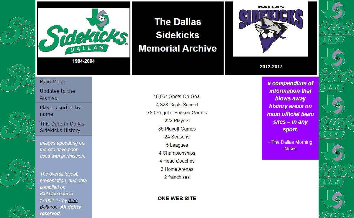 Dallas Sidekicks Memorial Archive