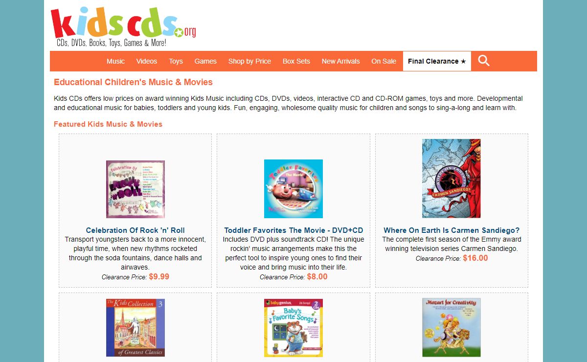 Kids CDs | Music for Children | Educational Songs CDs DVDs for Children
