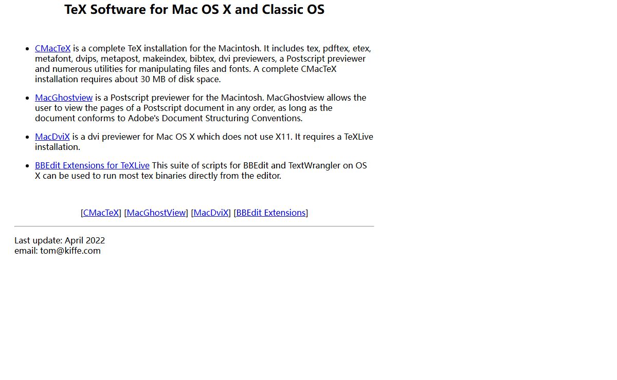 TeX Software for Mac OS X and Classic OS