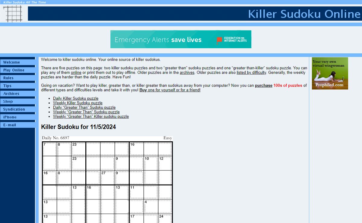 Welcome to Killer Sudoku Online